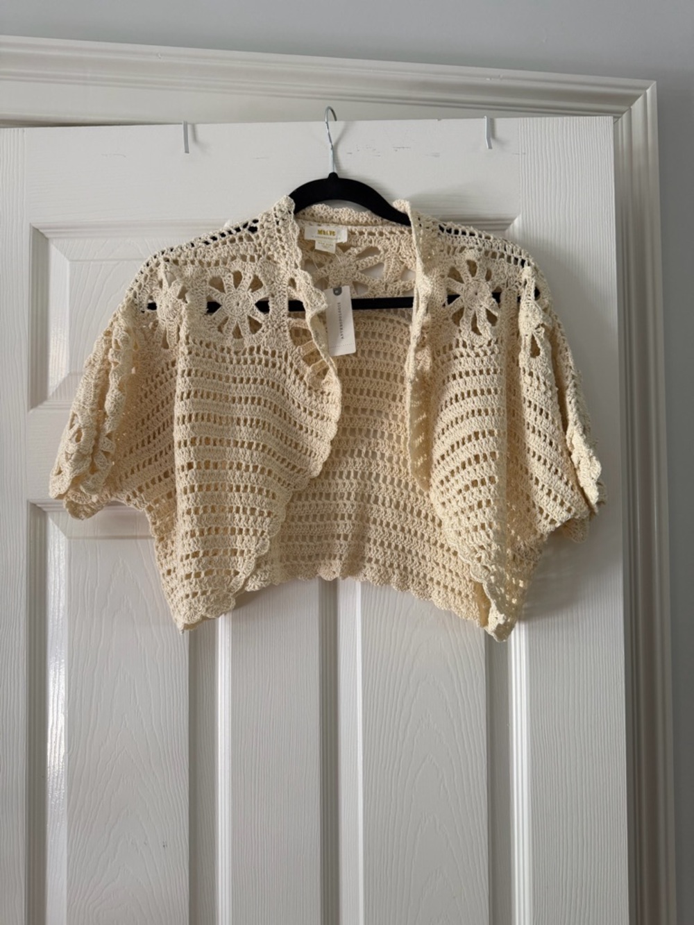 Anthropologie Maeve Ivory Crochet Short Cardigan - Picture 4 of 5
